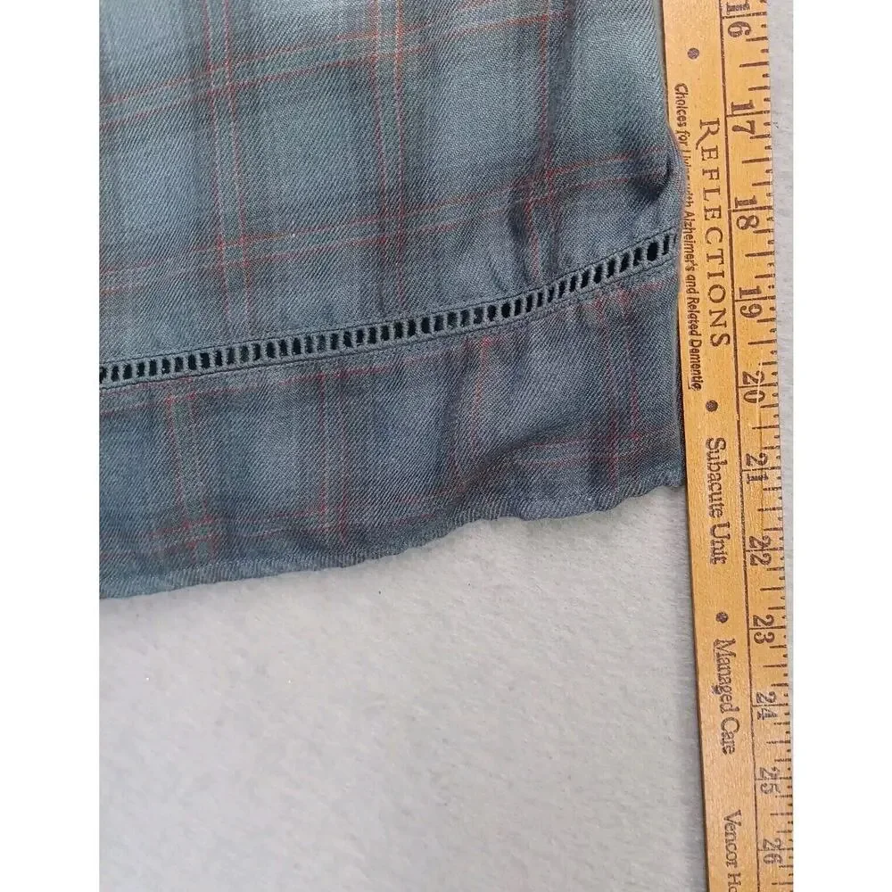 Maurices Ombre Plaid Cardigan Women's Size 1X Gray Blue Soft Lightweight Topper